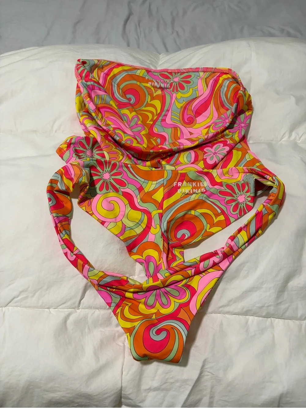 Frankie's Bikinis Peace Strapless Bikini Set Top Size X-Large and Bottom Large